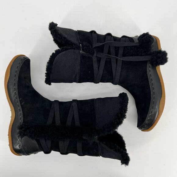 The North Face PrimaLoft 200 gram Fill Boots Womens 7 Black Suede Leather Sherpa - Picture 5 of 11